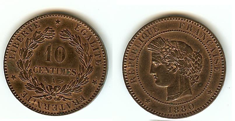10 centimes Cérès 1880 Paris SPL-